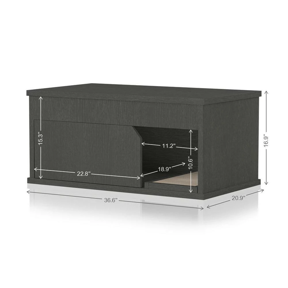 Eco zBoard 36.6 in. W x 16.9 in. H Charcoal Black Cat Litter Box Enclosure with 1-Door by Way Basics - Image 3