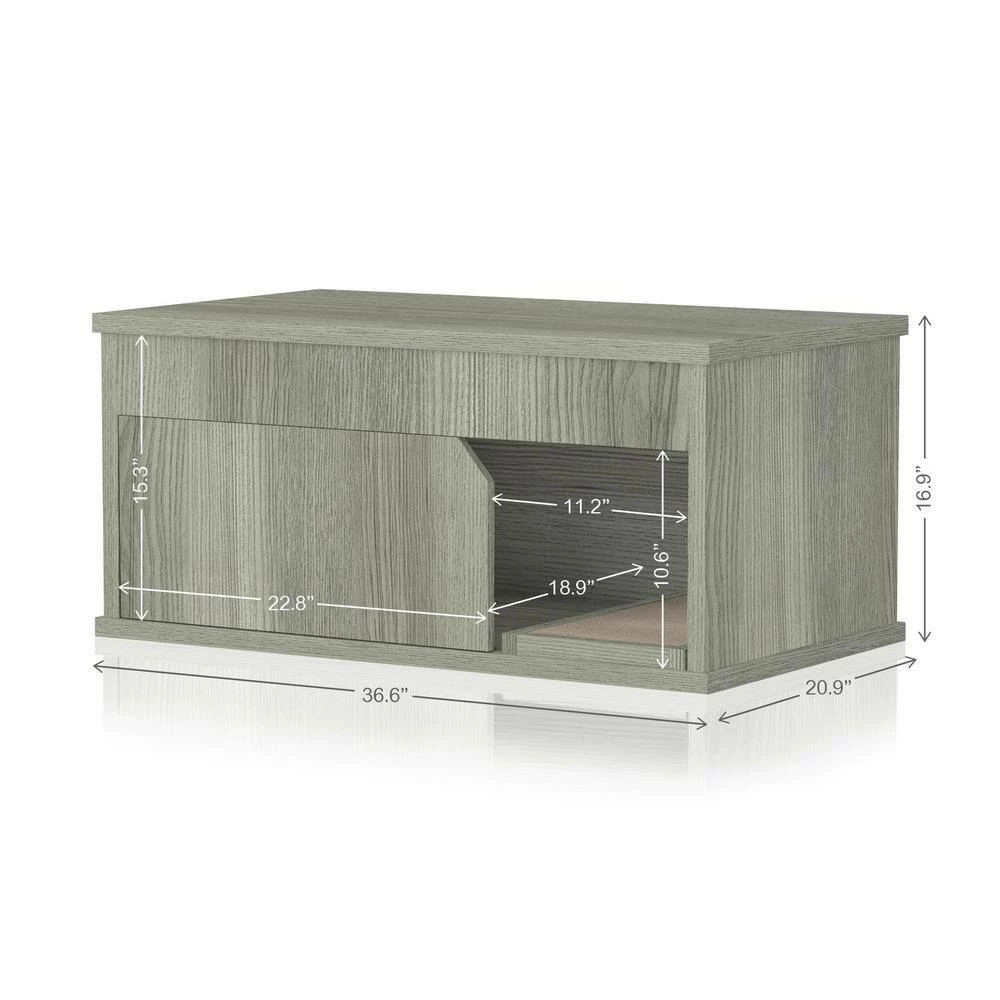 Eco zBoard 36.6 in. W x 16.9 in. H Lonfon Grey Cat Litter Box Enclosure with 1-Door by Way Basics - Image 3