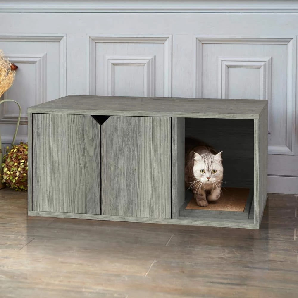 Eco zBoard Grey Modern Cat Litter Box Enclosure Furniture by Way Basics - Image 5