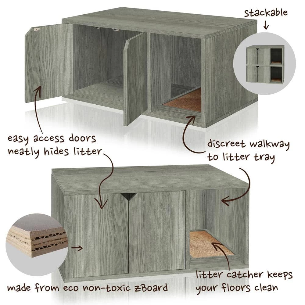 Eco zBoard Grey Modern Cat Litter Box Enclosure Furniture by Way Basics - Image 3