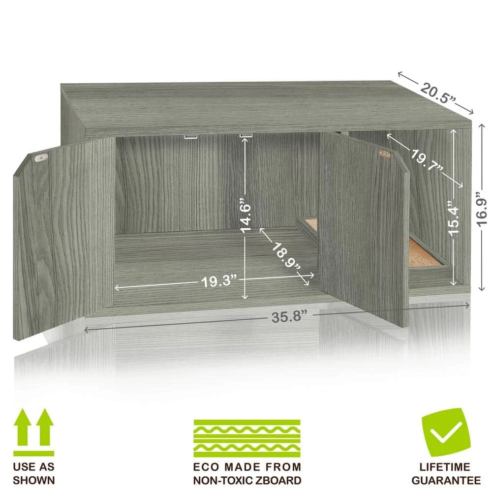 Eco zBoard Grey Modern Cat Litter Box Enclosure Furniture by Way Basics - Image 2