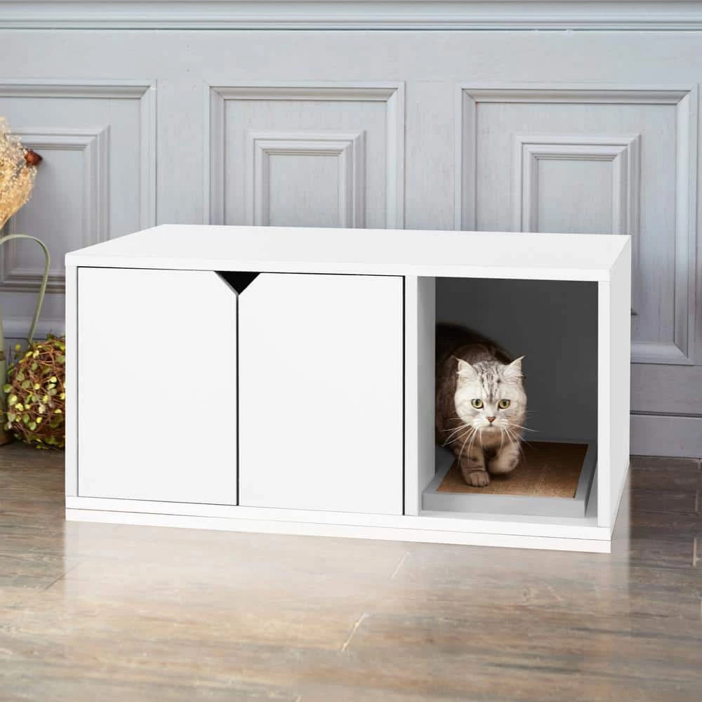 Eco zBoard White Modern Cat Litter Box Enclosure Furniture by Way Basics - Image 4