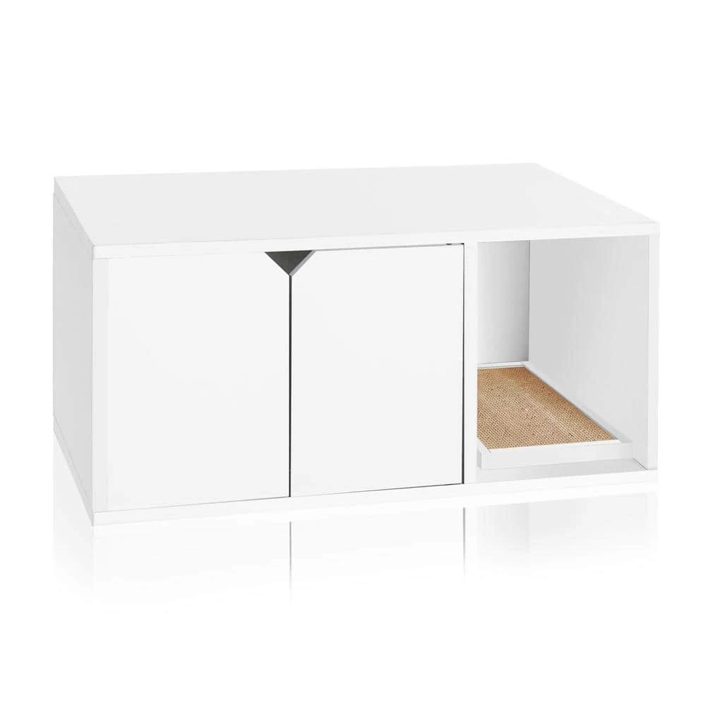 Eco zBoard White Modern Cat Litter Box Enclosure Furniture by Way Basics