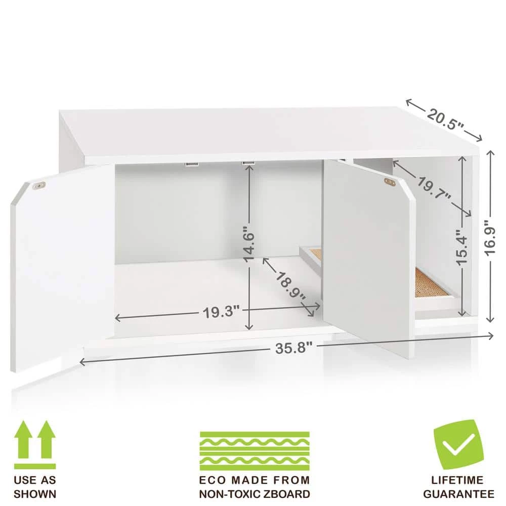 Eco zBoard White Modern Cat Litter Box Enclosure Furniture by Way Basics - Image 2