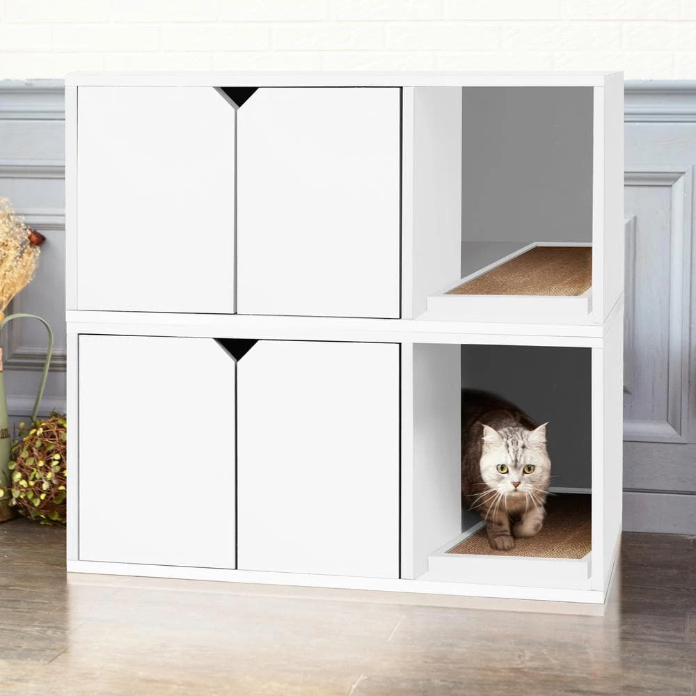 Eco zBoard White Modern Cat Litter Box Enclosure Furniture by Way Basics - Image 6