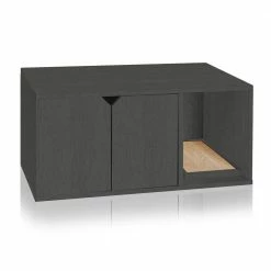 Katville 20.5 in. L x 35.8 in. W x 16.9 in. H Eco zBoard Cat Litter Box Enclosure, Charcoal Black by Way Basics
