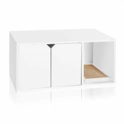 Katville 20.5 in. L x 35.8 in. W x 16.9 in. H Eco zBoard Cat Litter Box Enclosure, White by Way Basics